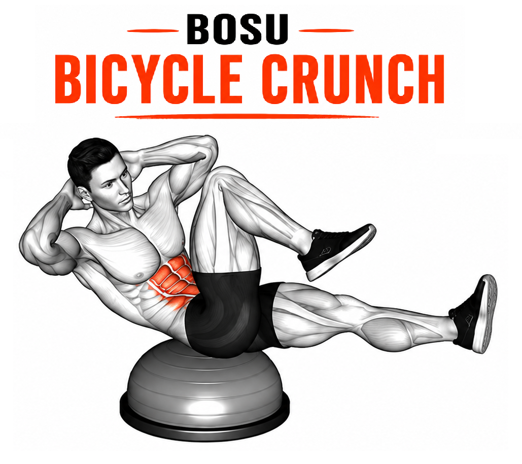 BOSU Bicycle Crunch illustration