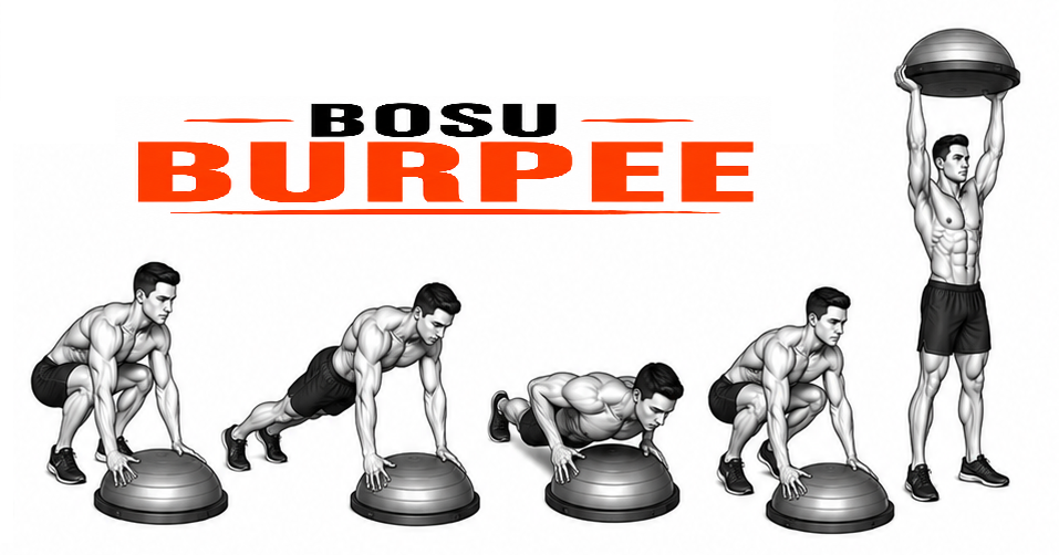 Illustrated guide to the BOSU Burpee exercise
