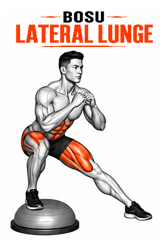 Illustrated guide to the BOSU Lateral Lunge exercise