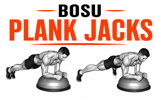 Illustrated guide to the BOSU Plank Jacks exercise