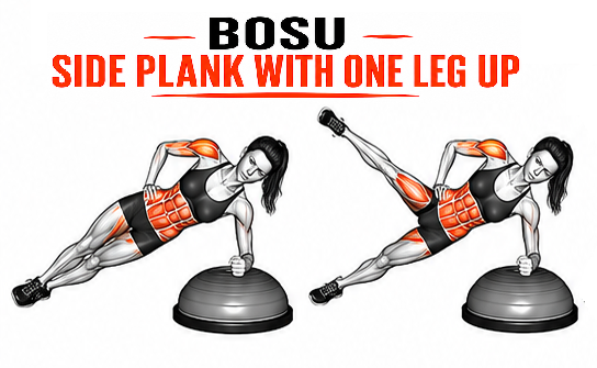 BOSU Side Plank with One Leg Up illustration