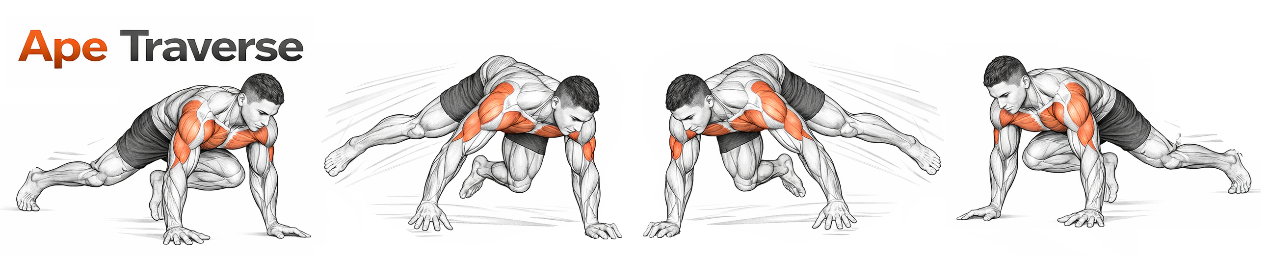 Illustrated guide to the Ape Traverse exercise