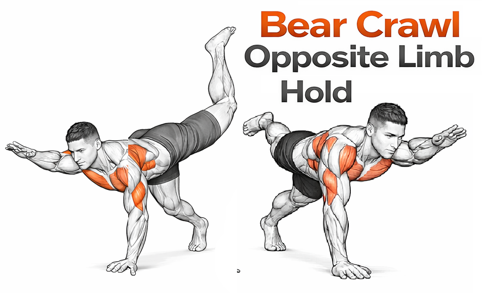 Bear Crawl Opposite Limb Hold illustration