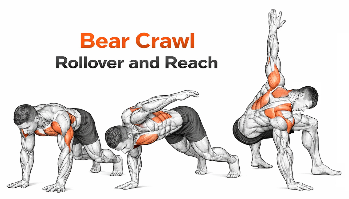 Bear Crawl Rollover and Reach illustration