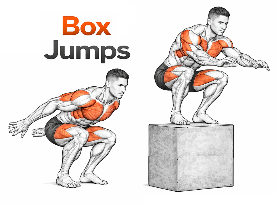 Illustrated guide to the Box Jumps exercise