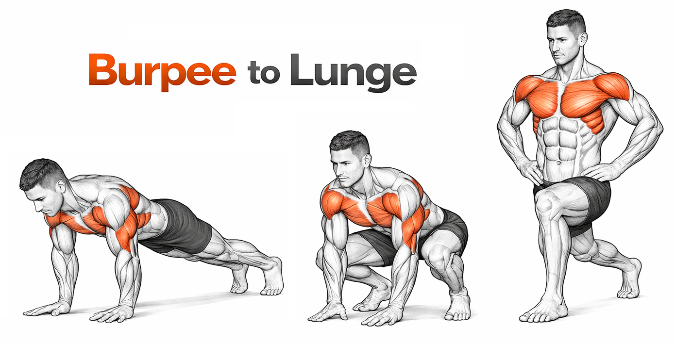 Burpee to Lunge illustration