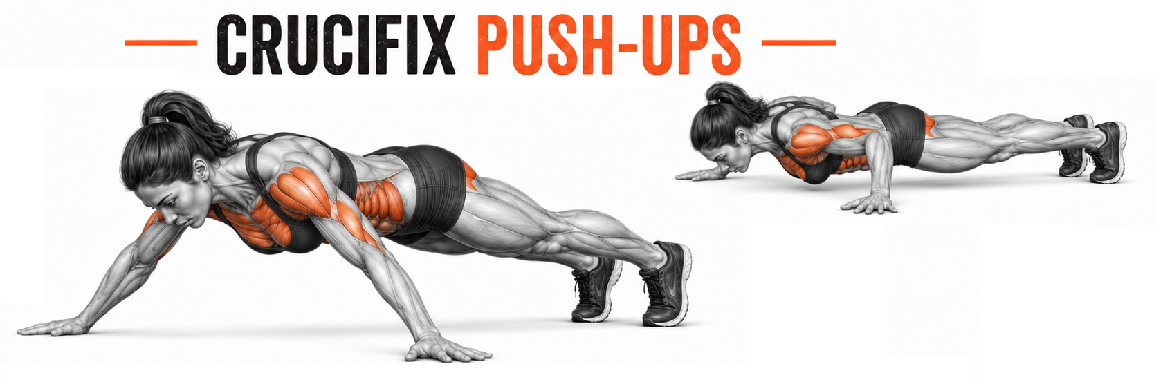 Illustrated guide to the Crucifix Push-Up exercise