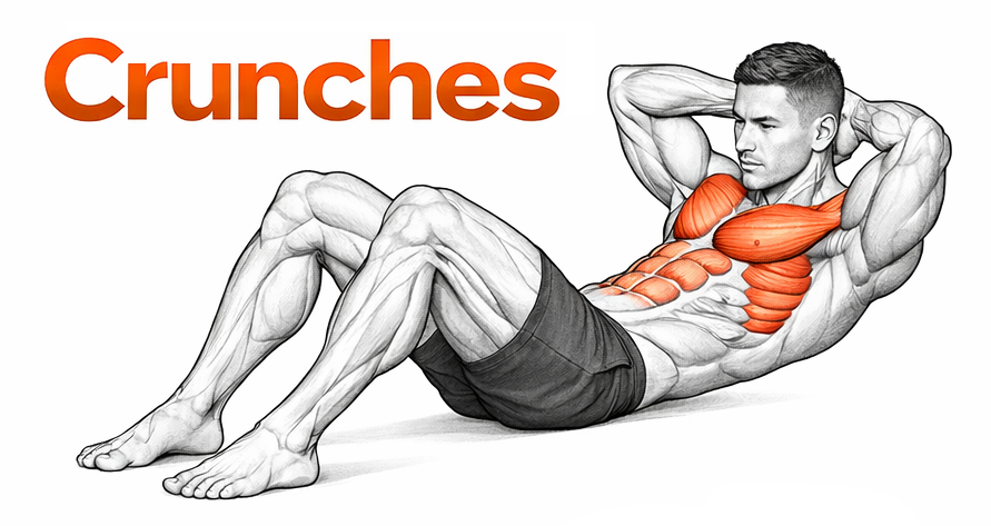 Illustrated guide to the Crunches exercise