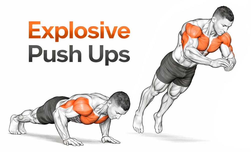 Illustrated guide to the Explosive Push Up exercise