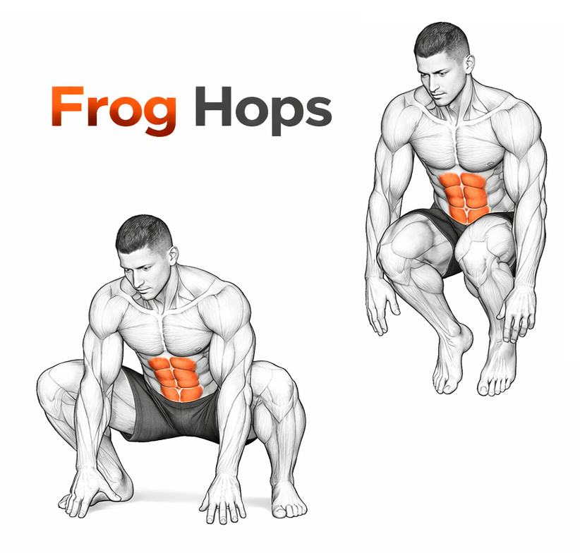 Illustrated guide to the Frog Hops exercise