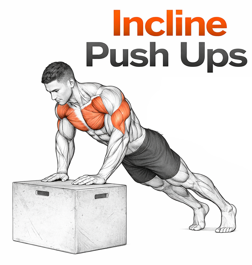 Illustrated guide to the Incline Push Ups exercise