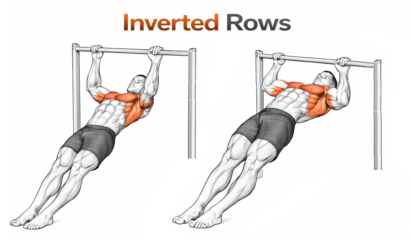 Illustrated guide to the Inverted Rows exercise
