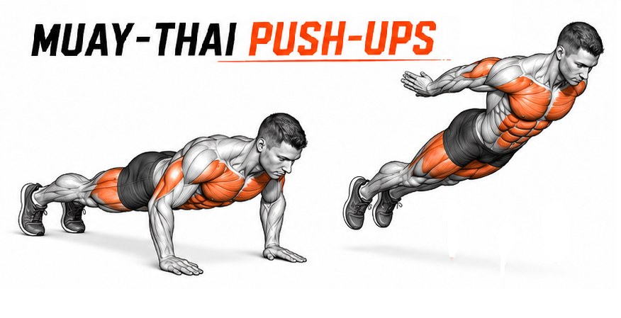 Illustrated guide to the Muay Thai Push-Ups exercise