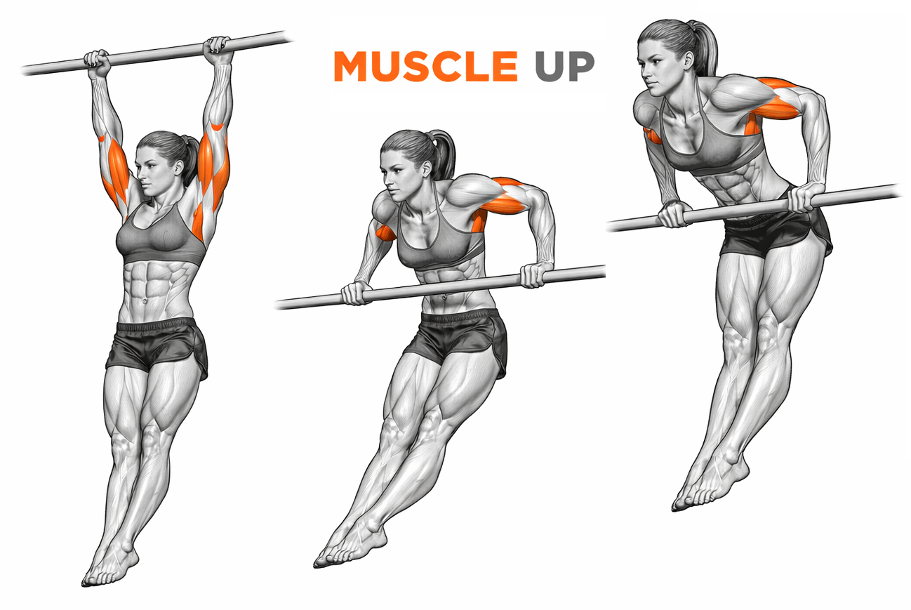 Illustrated guide to the Muscle Up exercise