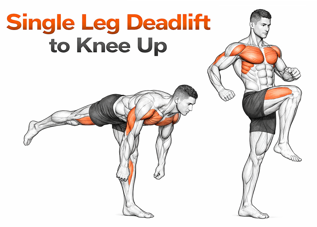 Single Leg Deadlift to Knee Up illustration