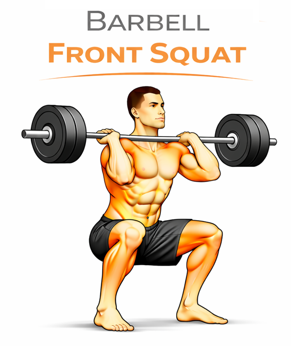 Illustrated guide to the Barbell Front Squat exercise