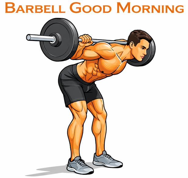Illustrated guide to the Barbell Good Morning exercise