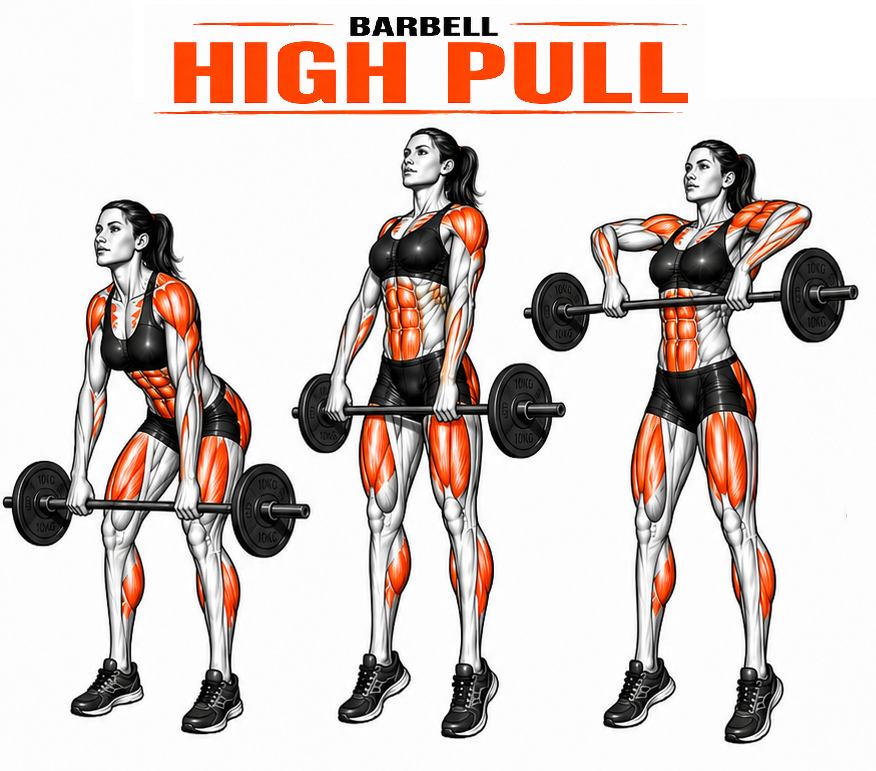 Illustrated guide to the Barbell High Pull exercise