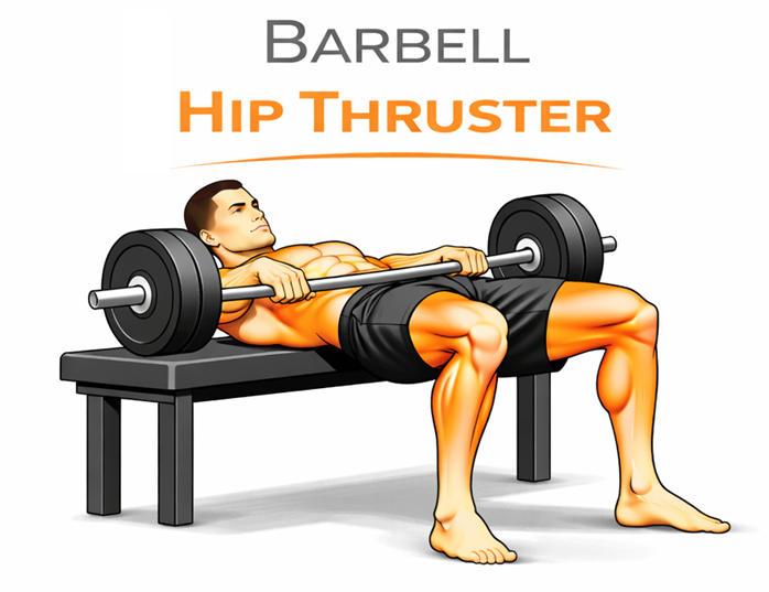 Illustrated guide to the Barbell Hip Thrusters exercise