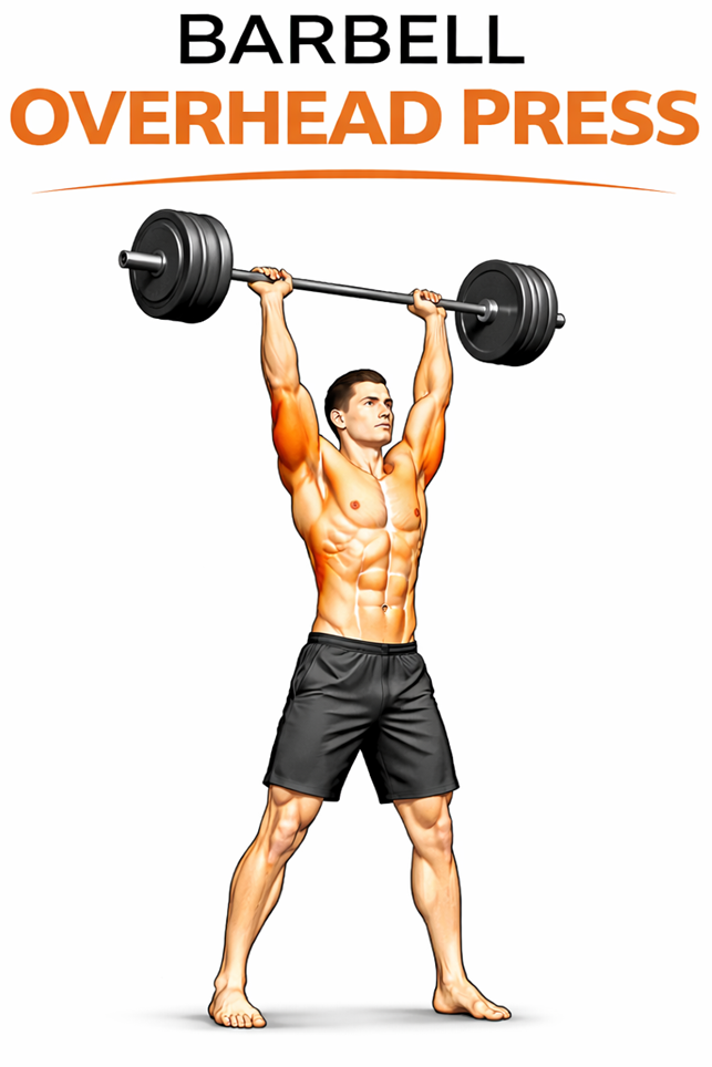 Illustrated guide to the Barbell Overhead Press exercise