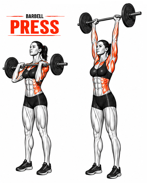 Illustrated guide to the Barbell Press exercise