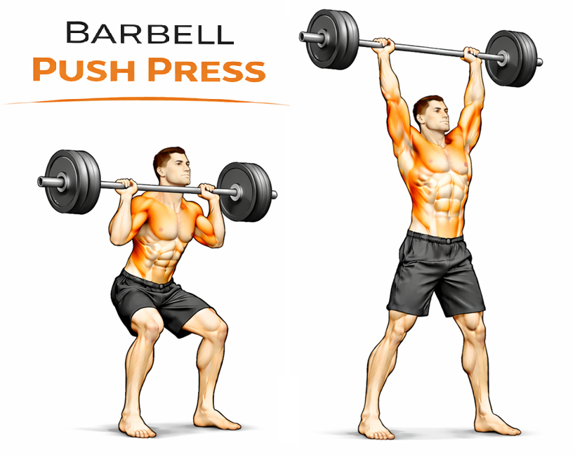 Illustrated guide to the Barbell Push Press exercise