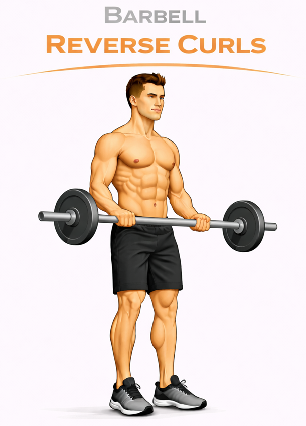 Illustrated guide to the Barbell Reverse Curls exercise
