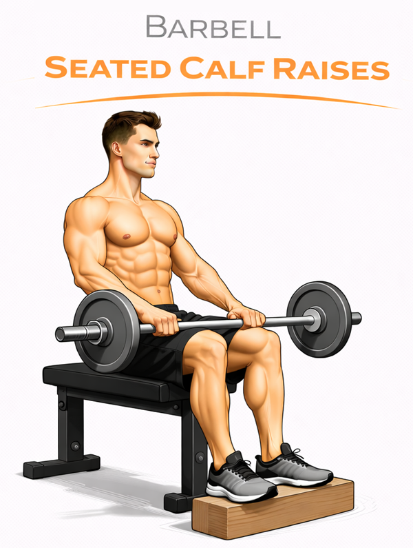 Illustrated guide to the Barbell Seated Calf Raises exercise
