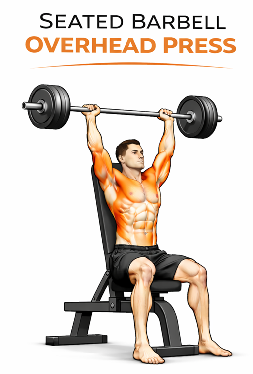 Illustrated guide to the Barbell Seated Overhead Press exercise