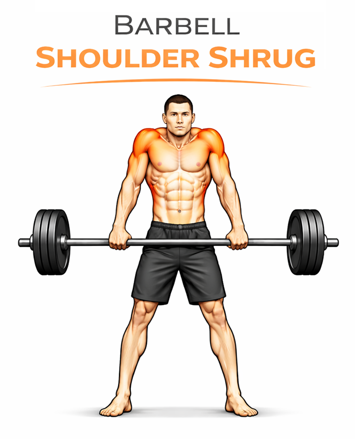 Illustrated guide to the Barbell Shoulder Shrug exercise