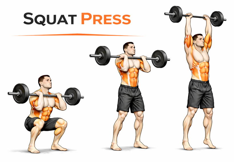 Barbell Squat Press illustration
