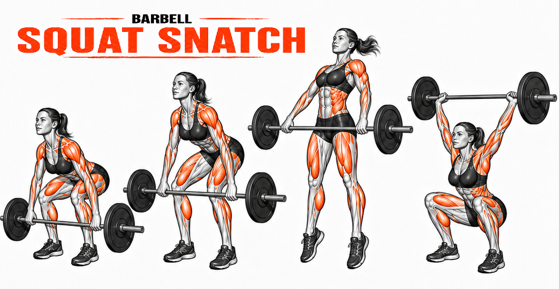 Illustrated guide to the Barbell Squat Snatch exercise
