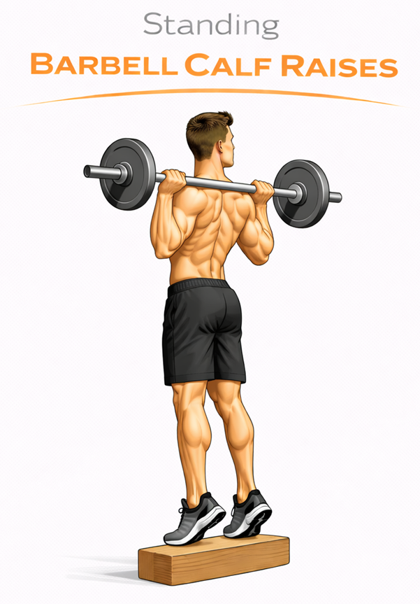 Barbell Standing Calf Raises illustration