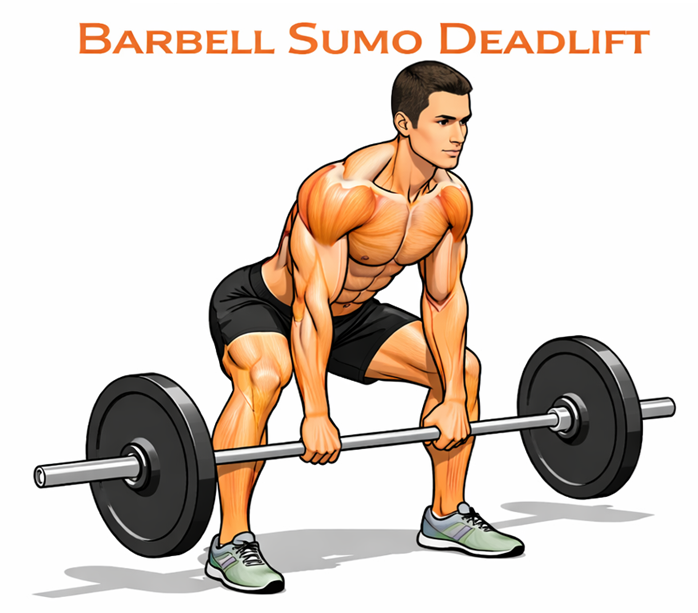 Illustrated guide to the Barbell Sumo Deadlift exercise