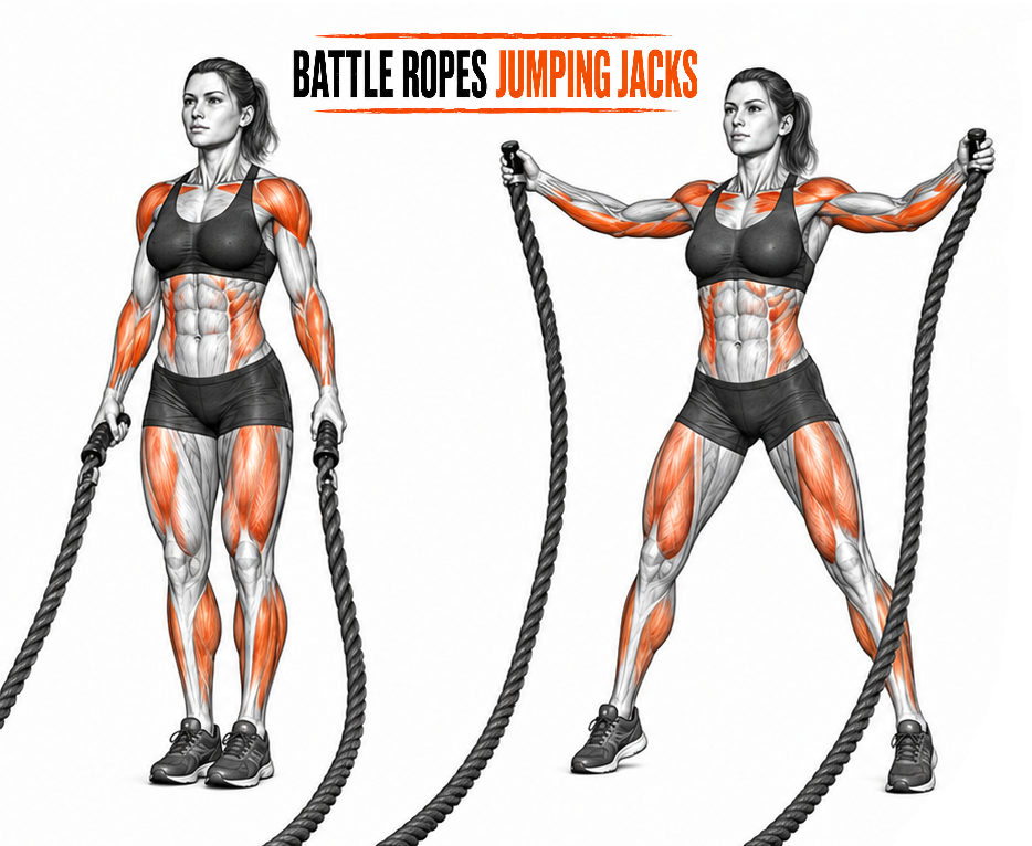 Battle Ropes Jumping Jacks illustration