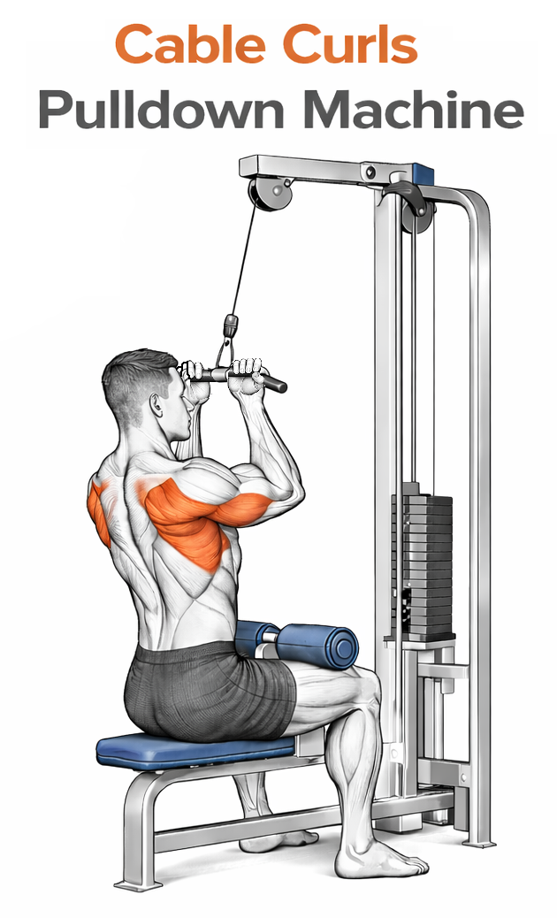Cable Curls Pulldown Machine illustration