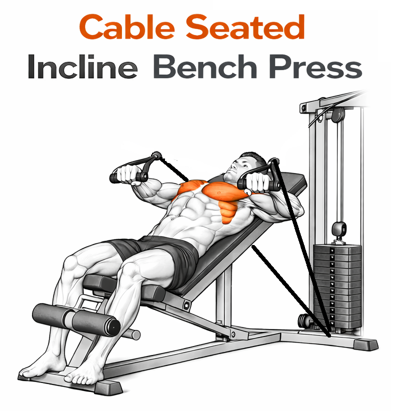 Illustrated guide to the Cable Seated Incline Bench Press exercise