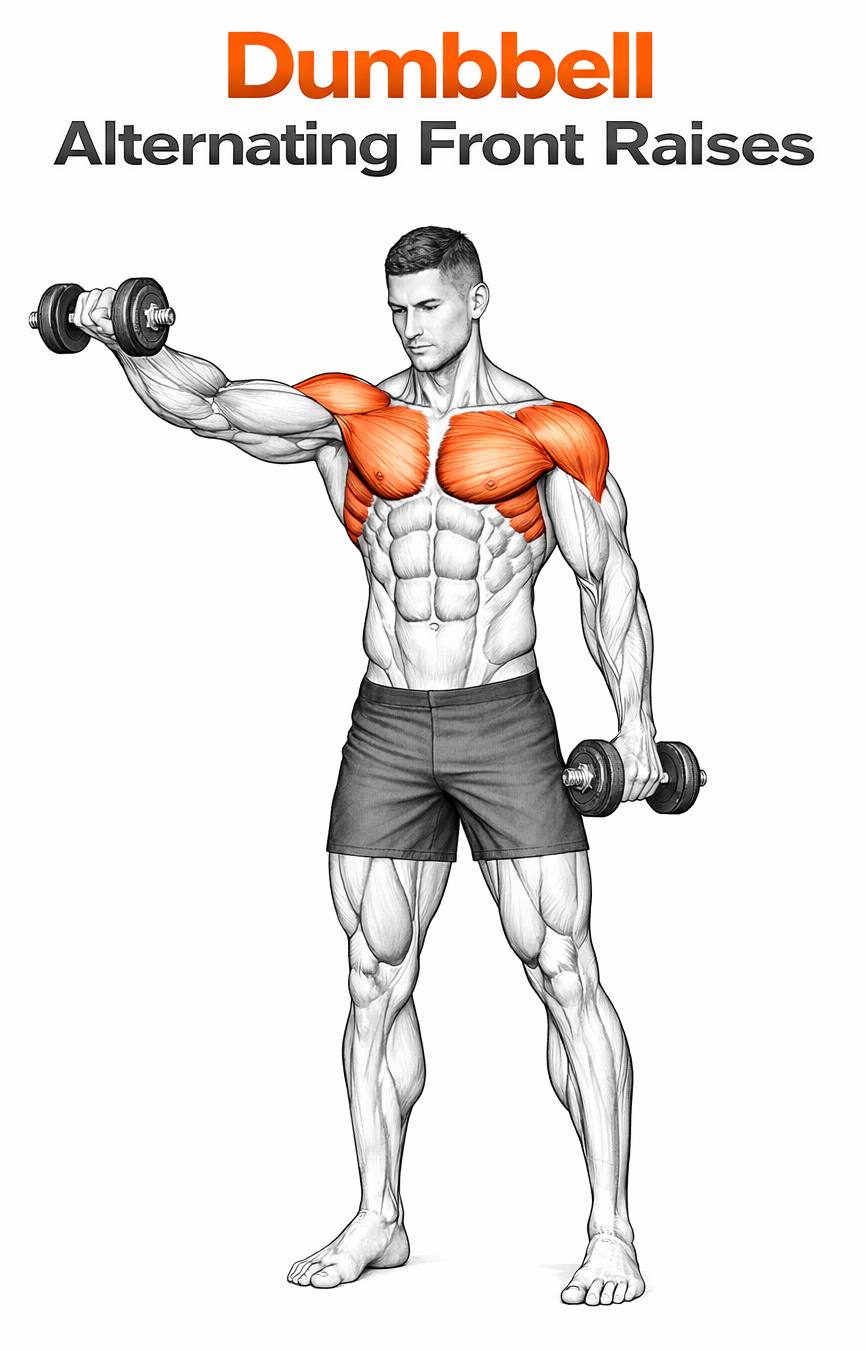 Dumbbell Alternating Front Raises illustration