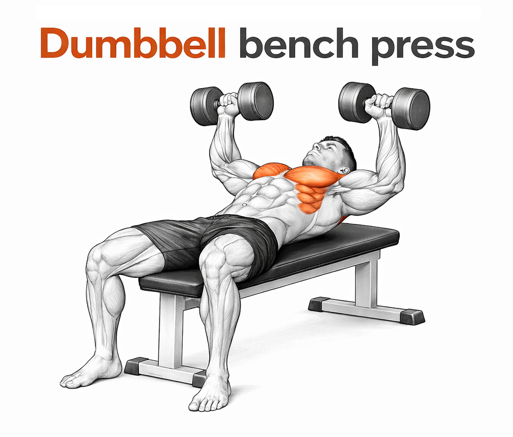 Illustrated guide to the Dumbbell Bench Press exercise