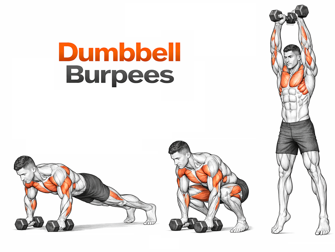Dumbbell Burpees illustration