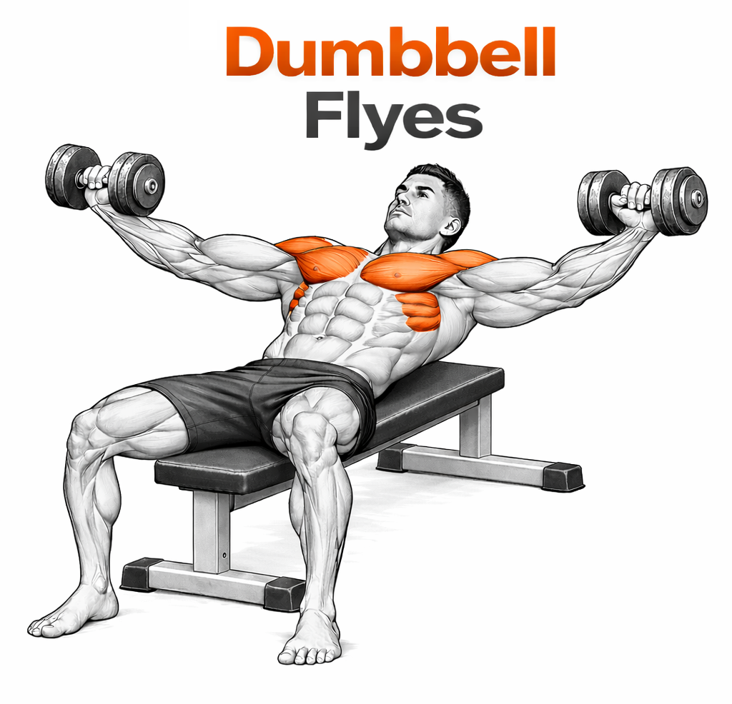Illustrated guide to the Dumbbell Flyes exercise