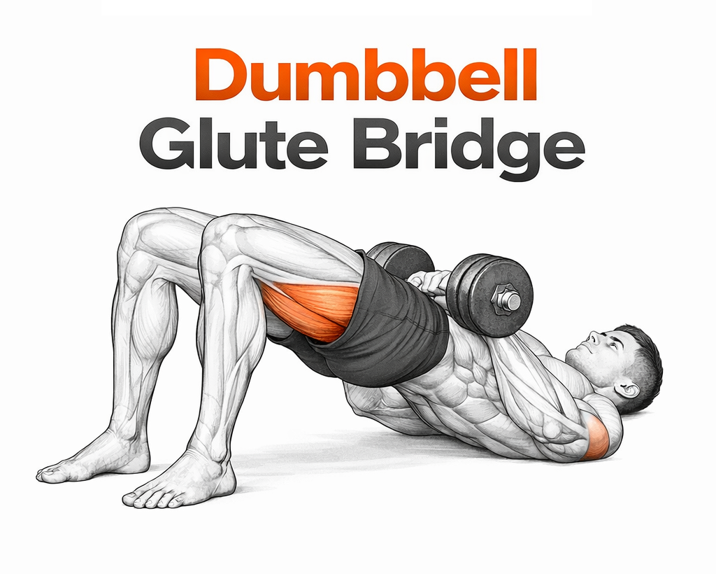 Illustrated guide to the Dumbbell Glute Bridge exercise