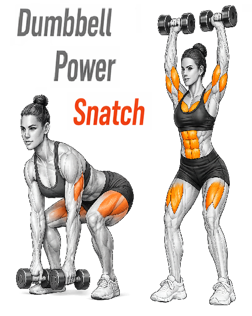 Illustrated guide to the Dumbbell Power Snatch exercise