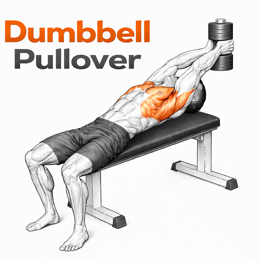 Illustrated guide to the Dumbbell Pullover exercise