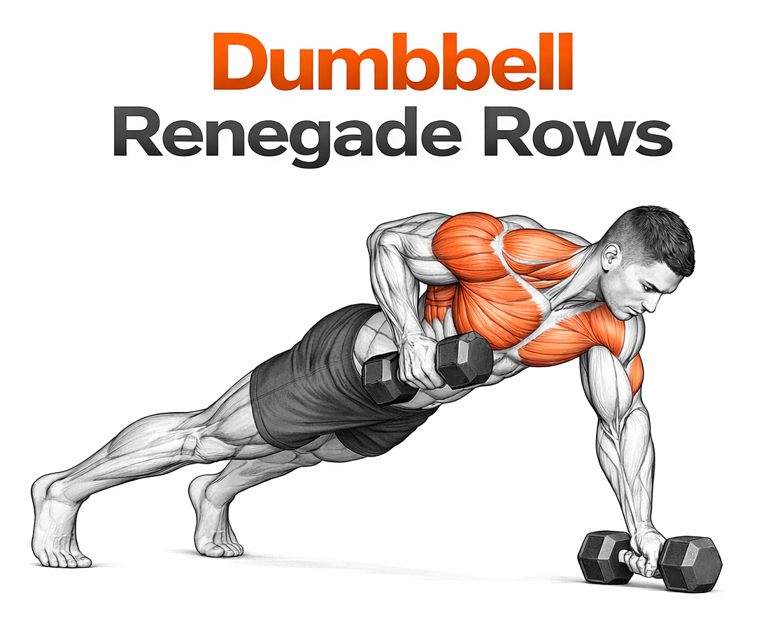 Dumbbell Renegade Rows illustration