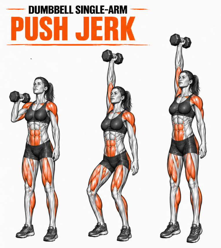 Dumbbell Single Arm Push Jerk illustration