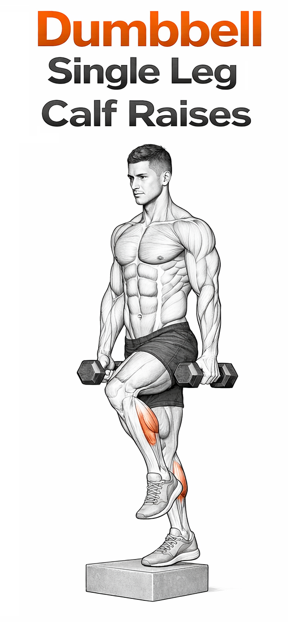 Dumbbell Single Leg Calf Raises illustration