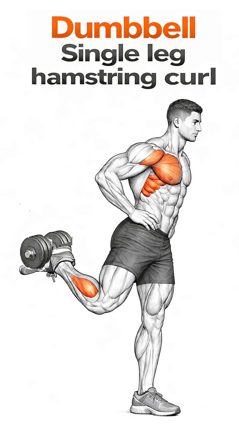 Dumbbell Single Leg Hamstring Curl illustration