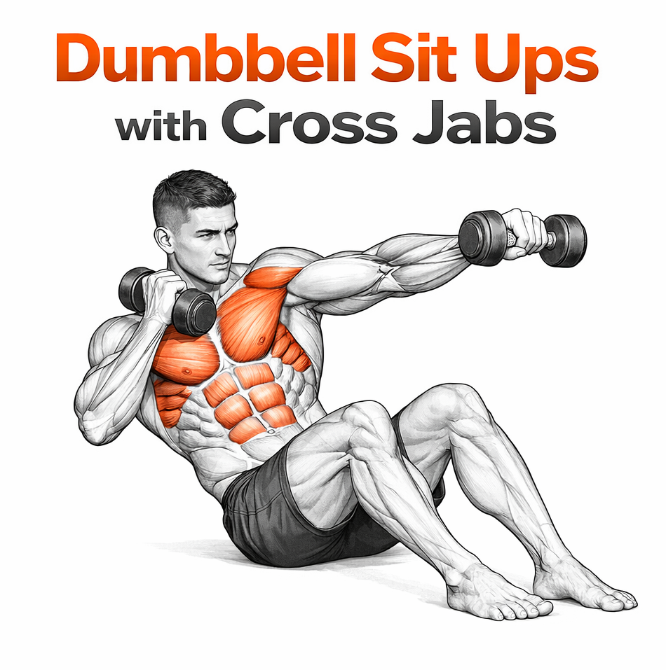 Dumbbell Situps With Cross Jabs illustration