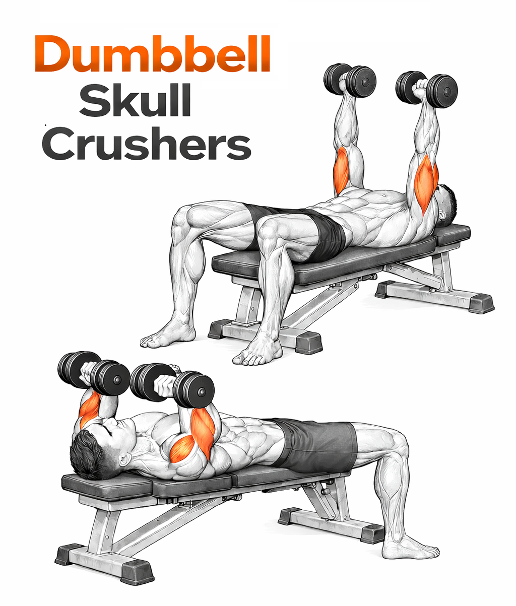 Dumbbell Skull Crushers illustration